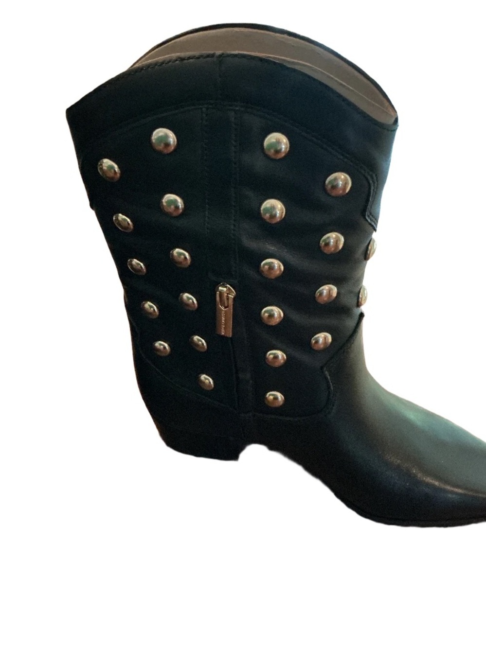 Vince Black Leather Studded Ankle Booties With the box.